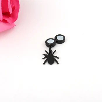1PC Módne Šperky, Magnetické Čierny Okrúhly Spider Stud Náušnice Pre Ženy, Mužov Chlapec Magnet Ucho Šperky Non Piercing