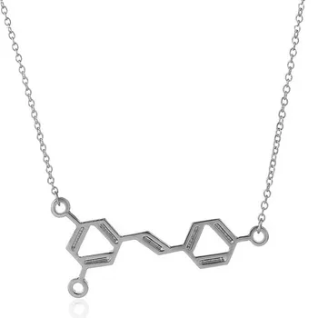 1Pc Nové Víno Molekuly Chémie Náhrdelník Prívesok pre Ženy Vedy Resveratrol Zlata, Striebra Plátovaného Ženské Šperky
