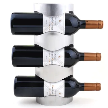 1PC nový dizajn 304 Nerezovej ocele na stenu víno stojan na stenu barovým pultom držiak na víno 3 fľaše J3003