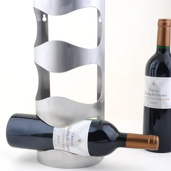 1PC nový dizajn 304 Nerezovej ocele na stenu víno stojan na stenu barovým pultom držiak na víno 3 fľaše J3003