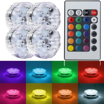 1pc Stôl dekorácie LED Batérie ľahké Nepremokavé Ponorné svietidlá LED osvetlenie S Diaľkovým ovládaním pre LED svadobné dekorácie