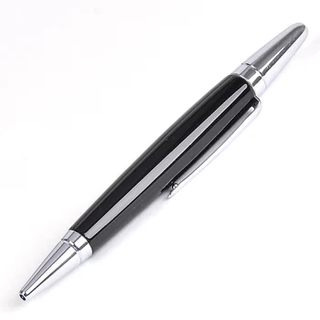 1PC/VEĽA Black Silver Duke Full Metal Rotujúce guličkové Pero, Dobré Písanie Čierny Atrament Stredné Náplň Perá Školské potreby
