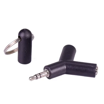 1pc Y typu Jack Jack 3.5 3 pól Dvojité žena na 3,5 mm Stereo samec konektor slúchadlá adaptér s prachu spp a kovová keychain