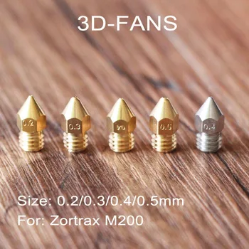 1pc Zortrax M200 Tryska 0.2 / 0.3 / 0.4 / 0.5 mm Mosadz / Nerez Otvoru 3,5 mm závit M6 tlačovú Hlavu Na 3D Tlačiarne
