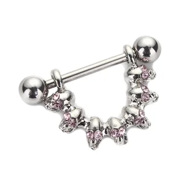 1Pc Štít Činku Krúžok Lebky Piercing Bradavky Bar Jewel Gem Dizajn Chirurgickej Ocele pre Ženy, ktoré Telo Šperky