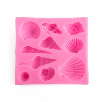 1pcs 10 Otvorov Krásne Romantické Seashell Sea Shell Silikónové Mydlo Formy 3D Sugarcraft Čokoládový Fondant Tortu Formy Zdobenie Nástroje