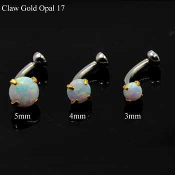 1PCS 16 G Opál a CZ Gem Obočie Krúžok v Uchu Tragus Chrupavky Náušnice Piercing Šperkov s Vnútorne Niť