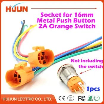 1pcs 16 Zásuvka pre Orange Kovové Tlačidlo Switch s 5 Vodičov Stabilné Svetlo Lampy Tlačidlo Svorky Základňa Použitie Jednoduchá Inštalácia
