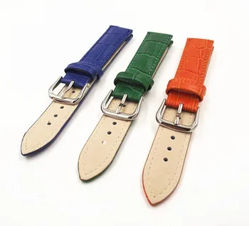 1PCS 18 mm originálne kožené hodinky kapela hodinky remienok modrá ,zelená , oranžová farba k dispozícii -3222