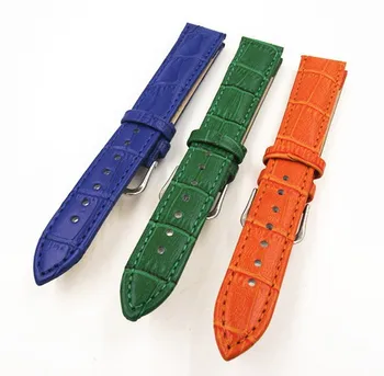 1PCS 18 mm originálne kožené hodinky kapela hodinky remienok modrá ,zelená , oranžová farba k dispozícii -3222
