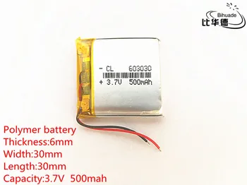 1pcs 3,7 V 500mAh 603030 Lithium Polymer Li-Po li ion Nabíjateľnú Batériu buniek Pre Mp3 MP4 MP5 GPS, PSP, mobilné bluetooth