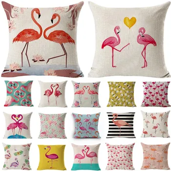1Pcs 43*43 cm Flamingo Vzor Bavlnená posteľná Bielizeň Hodiť Vankúš Vankúš Sedadlo Auta, Domáce Dekorácie, Dekoratívne obliečka na Vankúš 40497