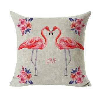 1Pcs 43*43 cm Flamingo Vzor Bavlnená posteľná Bielizeň Hodiť Vankúš Vankúš Sedadlo Auta, Domáce Dekorácie, Dekoratívne obliečka na Vankúš 40497