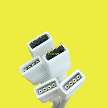 1pcs/5 ks/10pcs Osvetlenie Príslušenstvo 1 až 4 zásuvkový Konektor 4pin LED RGB Splitter Kábel s Ihlou Pre 3528 5050 LED Pásy