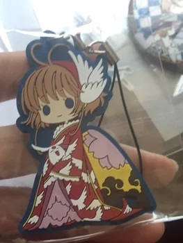 1pcs 6,5 cm Anime Keychain Card Captor Sakura Li Syaoran Kinomotosakura Risha Oran Keyring Telefón Živice Gumy Keychain Prívesok