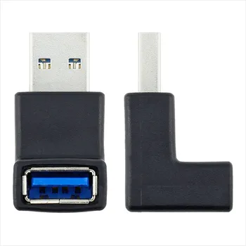 1pcs 90 Stupňov Pravý Uhol USB 3.0 Typ mužmi A Pripojte Konektor Adaptéra Converter Konektor Adaptéra modrej a čiernej farbe