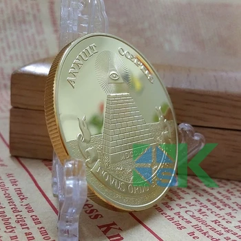 1pcs doprava Zadarmo Slobodomurárstva mince Slobodomurárstva série s all-vidí oko AMERICKÝ Dolár Slobodomurárstva mince s Pyramídy pozlátené mince