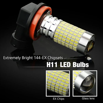 1pcs H11 H16 LED Žiarovky 1500 Lúmenov Veľmi Svetlé 144-EX Čipsetom H8 s Projektorom pre DRL alebo Hmlové Svetlá, 6000K-Biele Led