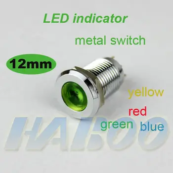 1pcs HABOO12mm kontrolka kovového materiálu jediný bod svetla, vodotesný IP67 mini LED indiactor 6V alebo 12V 24V 110V 220V
