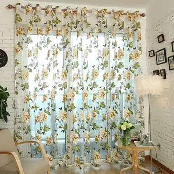 1pcs Krásne Pivónia Vzor Priadza Záclony Kvet luxusné Tylu Priesvitné tkaniny 3D Závesy pre Obývacej Izby, Spálne, Okno Dekorácie