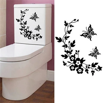 1Pcs Motýľ Kvet viniča kúpeľňa samolepky na stenu domáce dekorácie stenu pre wc dekoračné nálepky