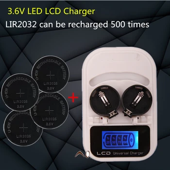 1PCS nabíjačka+4PCSLIR2025 , nabíjateľná LIR2025 LIR2032 LIR2016 3.6 V, tlačidlo batérie nabíjateľná LED displej, rozhranie USB