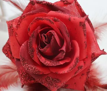 1PCS NOVÉ Červené Ruže Corsage Lesk Headdress Kvet Pierko Fascinator Hairband Brošňa ZÁPÄSTIE Kvet