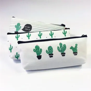 1pcs/veľa NOVÝCH Cool Retro Kaktus zips peračník Plátené tašky Kancelárske Školské potreby Roztomilý Ceruzka Box kawaii peračník