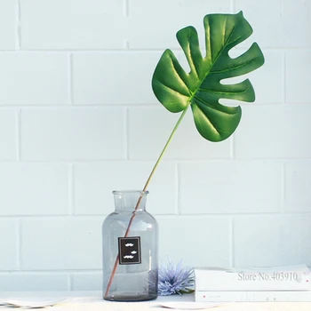 1PCS Veľké palmy miestnej krajiny umelé Korytnačka leaf zelené rastliny ozdobné kvetom, pre stolové dekorácie tropické Listy