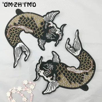 1PCS Veľké Ryby Vyšívané Škvrny Žehlička na Šitie Oblečenia Nášivka Diy Príslušenstvo Dodávateľov Remesiel Sticke