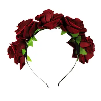 1pcs Ženy Ruže Kvet Koruny Vlasy kapely Svadobný Kvet hlavový most Garland Festival Kvetinový veniec Elastická Vlasy Príslušenstvo