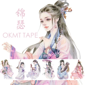 1Roll=75mm*7M Čínskej Klasickej Krásy Dievčatá Japonský Washi Dekoratívne Samolepiace Pásky urob si sám Maskovanie Papierové Pásky, Nálepky darček