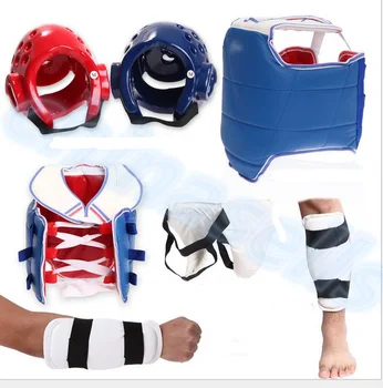 1set 6pcs Box Taekwondo Thai ochranný výstroj auta chestguard Jockstrap hlavu helmu koleno stráže nohu stráže hrudníka holennej chránič