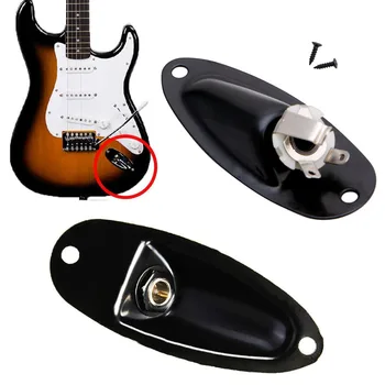 1Set Loď Vstup Výstup Jack Doska Socket Čierna S Skrutky Pre Fender Strat Gitara Kvapka loď