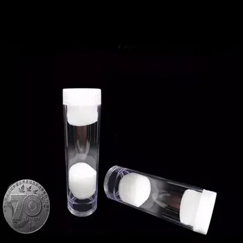 1X 27mm Ochranné Lab Trubica, Držiak, Priehľadný Plast Mince Skladovanie Trubice Mince Zbierať Chrániť sa Zabránilo Poškodeniu Hrubej Keramiky Nástroj