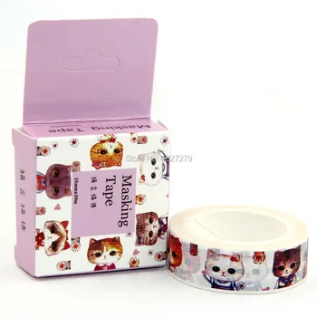 1X roztomilé mačka dizajn washi pásky urob si sám silný nálepky Japonský lepidlo washi pásky mačka box