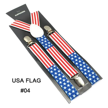 2,5 cm/1inch široký USA Americké Vlajky Vzor Podväzkové Športové Klip-on Elastické Traky Slim Podväzkové Y-Späť Traky