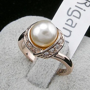 2 Farby Značky TracysWing Rakúsko Crystal 18KRGP zlatá Farba simulované pearl Prstene pre Ženy Vintage Nové Predaj Hot RG93137
