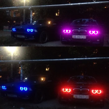 2 ks 12w led angel eyes Pre bmw e39 RGB Multi-color IR Diaľkové ovládanie LED angel Halo Žiarovka Pre BMW E39 E53 E60 E61 E63 E64 E65 E66 X5