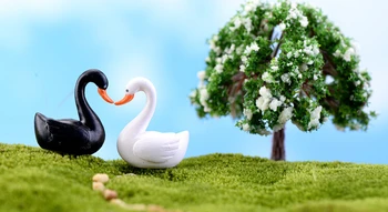 2 ks Miniatúrne Víla Záhradné Ozdoby, Dekorácie Domova Gnome Mini Swan Nastaviť Dekor Živice Remesiel Bonsai Terárium Figúrka