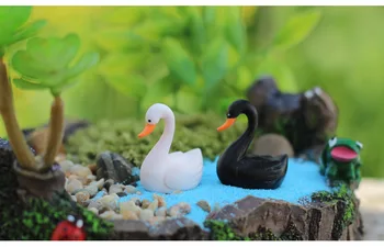 2 ks Miniatúrne Víla Záhradné Ozdoby, Dekorácie Domova Gnome Mini Swan Nastaviť Dekor Živice Remesiel Bonsai Terárium Figúrka