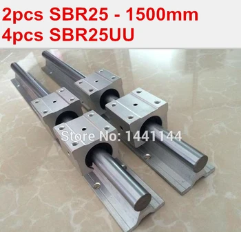 2 ks SBR25 - 1500mm lineárne príručka + 4pcs SBR25UU blok pre cnc časti