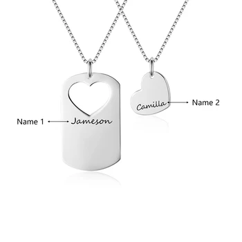 2 Ks/Set Súbehu Srdce Dizajn Láska Osobné Meno Náhrdelník 925 Sterling Silver Náhrdelníky & Prívesky (JewelOra NE102388)