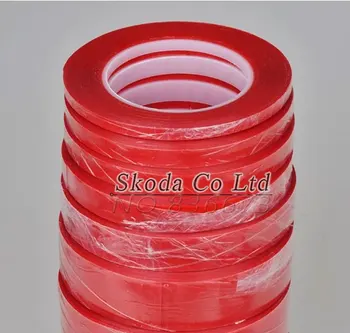 2 ks/veľa Akrylátové Lepidlo, Obojstranná Páska Červená Film Transparentné pásky 10 mm*25M pre Telefón, LCD Displej Batérie na Displeji Telefónu Objektív