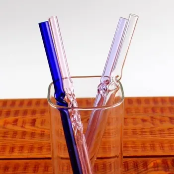 2 ks/veľa farebné pyrex opakovane sklo slamky na pitie+1 slamy čistiaci štetec pre bar príslušenstvo 10 farebných možností HH16289