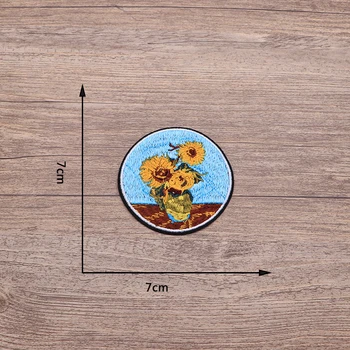 2 ks/veľa percent Van Gogh Maľovanie Slnečnice Výšivky Žehlička Na Škvrny Na Oblečení DIY Príslušenstvo Nášivka Remienok Nálepky SC398
