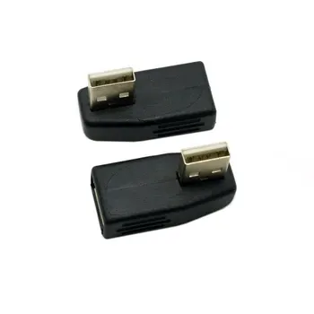 2 ks Vľavo a Vpravo Smer Uhle 90 Stupňov, USB 2.0 Samec na USB 2.0 Samica Predlžovací Adaptér Nízky Profil Čierna