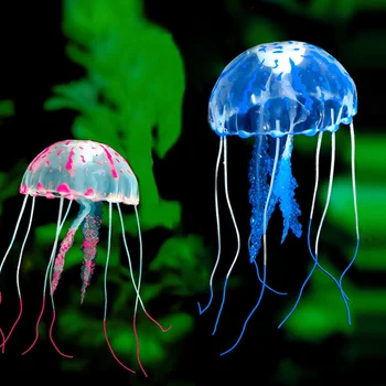 2 ks Žiariaci Efekt Umelých Medúzy akvárium Akváriu Dekorácie Kremíka Želé Rýb Nádrže Malá Ozdoba Ružová+Modrá LXY9