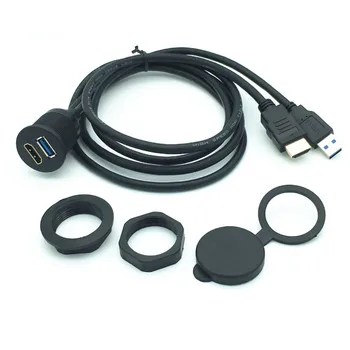 2 m/6 1m/3 ft Dĺžka USB 3.0 Mužov a Žien & HDMI AUX Panel Rozšírenie Flush Mount Pre Auto, Loď a Motocyklov