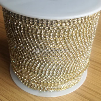 2 mm zlatenie pohár reťazca kamienkami s krištáľovo farba metal cup reťazca orezávanie ;10 metrov za roll doprava zadarmo